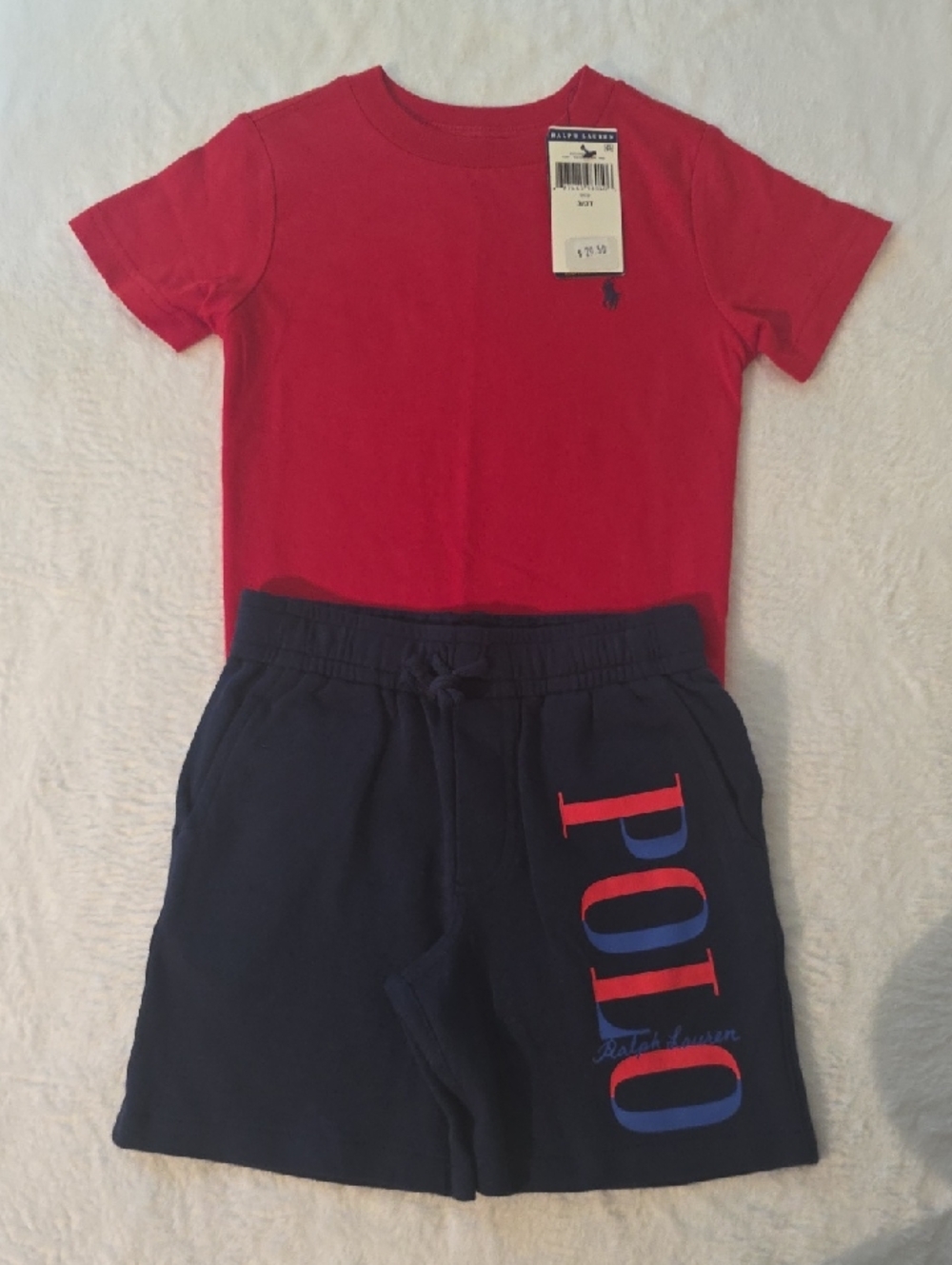 Ralph Lauren Red Tee with Navy POLO Logo Shorts